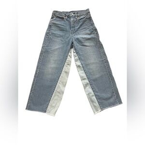 GAP Two-Tone Flare Jeans in Blue and White